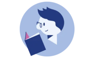 Piktogramm, das Lesekompetenz symbolisiert. Eine Person liest ein Buch.