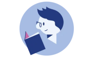 Piktogramm, das Lesekompetenz symbolisiert. Eine Person liest ein Buch.